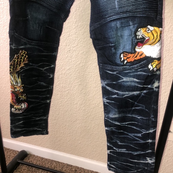 Rockstar Men Exclusive Tiger Fight Jeans EUC - Picture 13 of 14